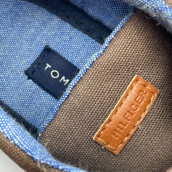 ~ Tommy Hilfiger Kids Sneakers 7 Brown Canvas Rubber Hook & Loop Blue ~ - Picture 2 of 14